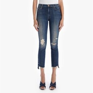 NEW MOTHER The Insider Crop Step Fray in Wicked Wildflower Blue Jeans Size 29